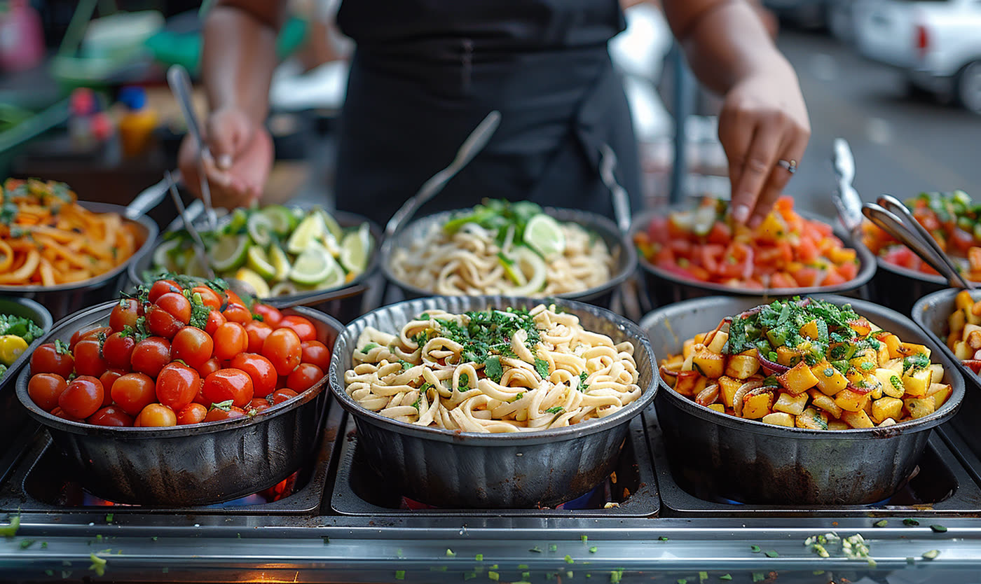Live food counter at a Roastea event